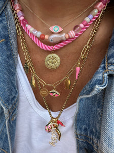 Necklace lucky charms pink