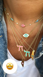Israel map necklace חי color
