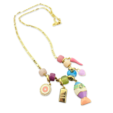 Load image into Gallery viewer, Necklace lucky fish charms pastel