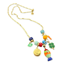 Load image into Gallery viewer, Necklace lucky fish charms rainbow