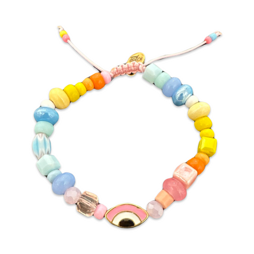 Rainbow beads lucky eye bracelet