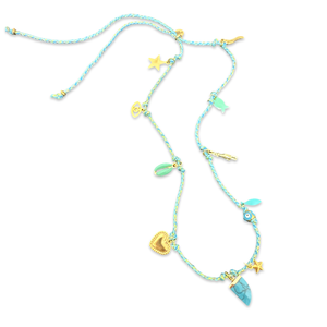 Braid necklace with lucky charms turquoise