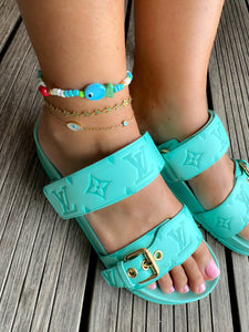 Anklet turquoise flowers