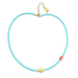 Lucky fish beads necklace turquoise blue