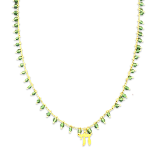 Lucky חי chain beads necklace green