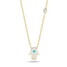 Load image into Gallery viewer, Lucky Hamsa necklace mini white