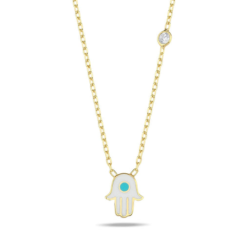Lucky Hamsa necklace mini white