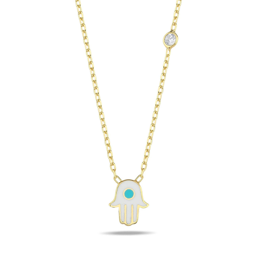 Lucky Hamsa necklace mini white
