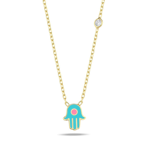 Lucky Hamsa necklace mini turquoise
