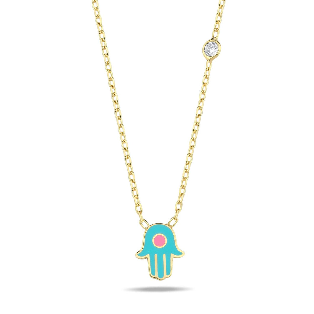 Lucky Hamsa necklace mini turquoise