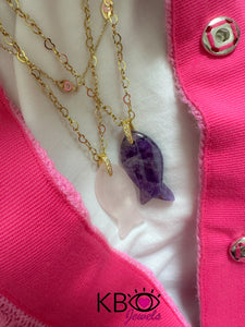 Necklace lucky fish stone amethyst