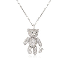 Load image into Gallery viewer, Teddy bears necklace pave’ silver