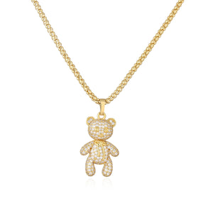 Teddy bears necklace pave’ gold