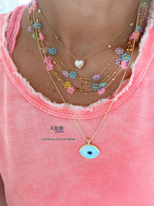 Daisy flowers chain necklace Fuxia