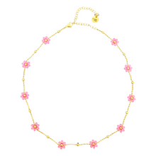 Load image into Gallery viewer, Daisy flowers chain necklace Fuxia
