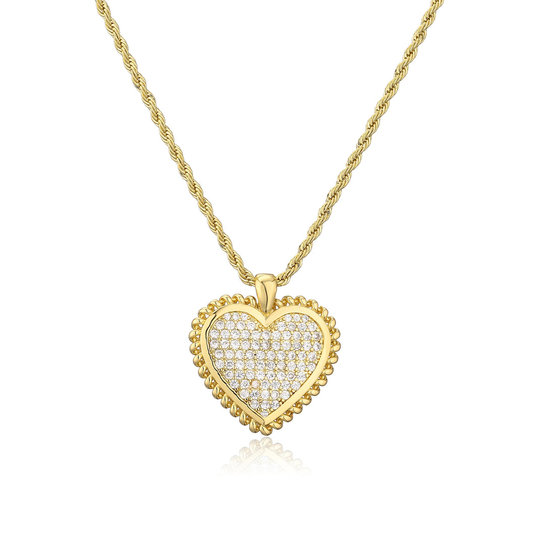 Maxi heart necklace diam gold