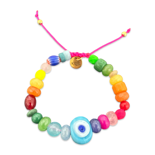 Rainbow beads lucky eye bracelet