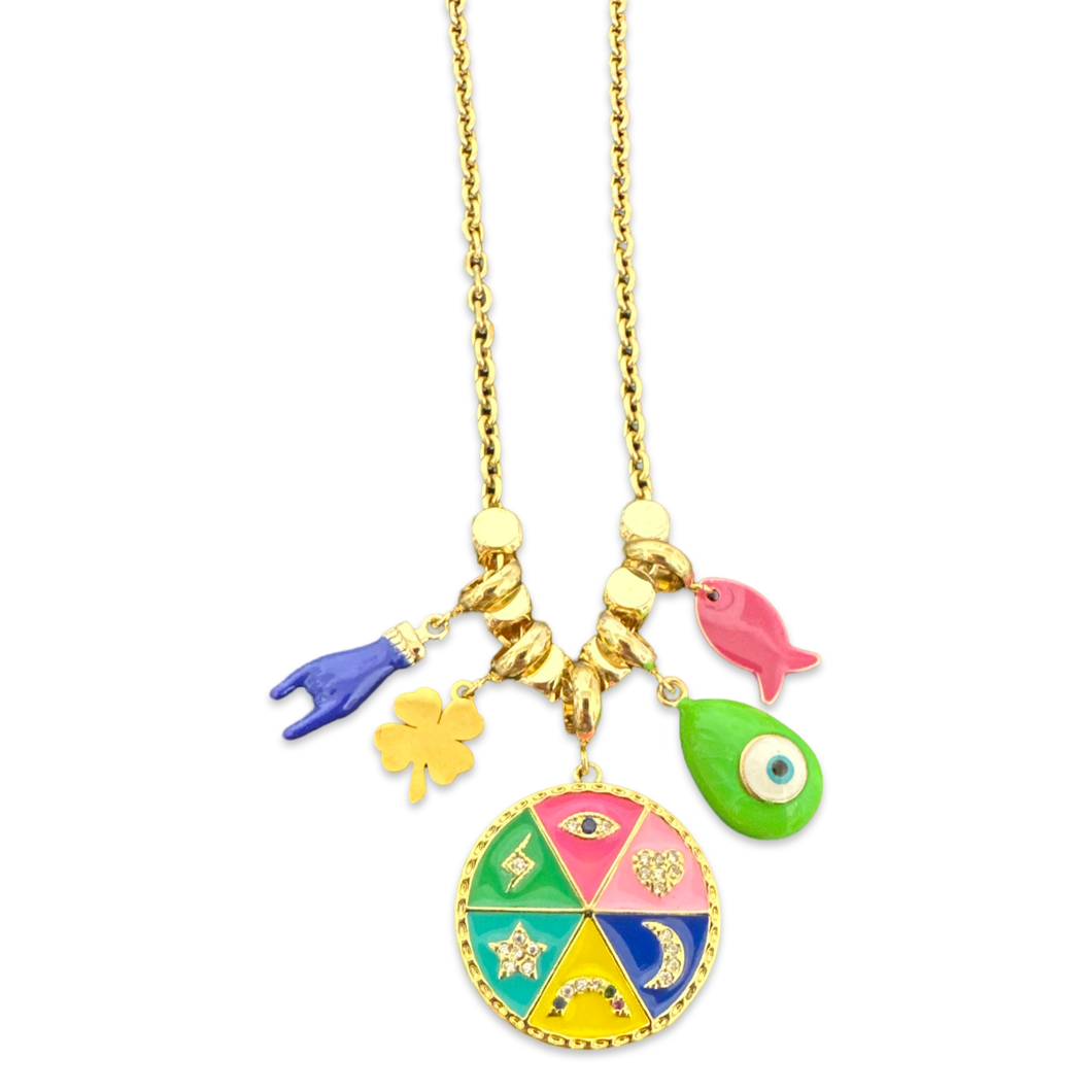 Necklace mixed lucky charms rainbow