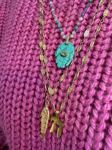 Necklace lucky hamsa blue