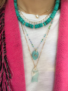 Necklace lucky fish turquoise jade