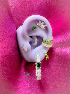Luxury emerald hoops earrings silver