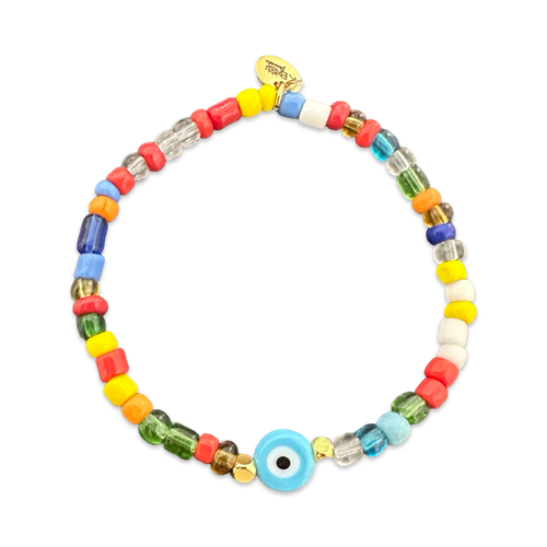 Colorful beads evil eye bracelet