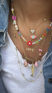 Hippie flowers  beads necklace