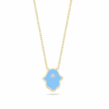 Load image into Gallery viewer, Lucky Hamsa necklace baby blue