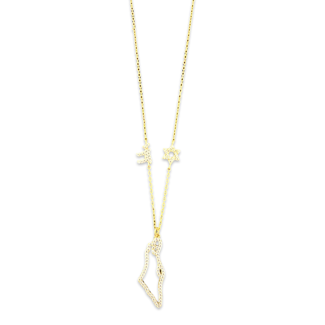 Israel map necklace diam