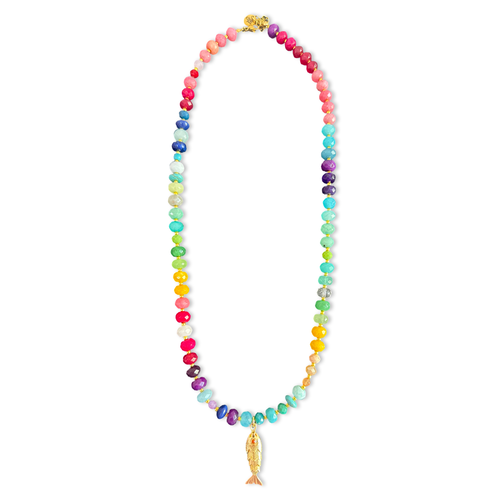 Long beads necklace with lucky fish