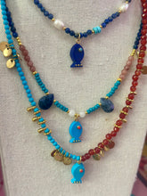Load image into Gallery viewer, Amalfi lucky fish necklace red coral beads turquoise