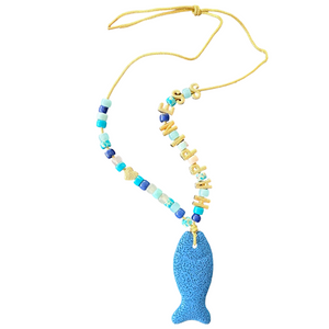Lucky fish HAPPINESS necklace turquoise