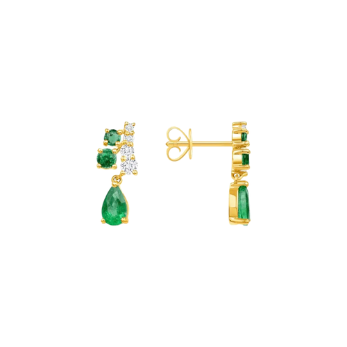 Earrings studs drop emerald