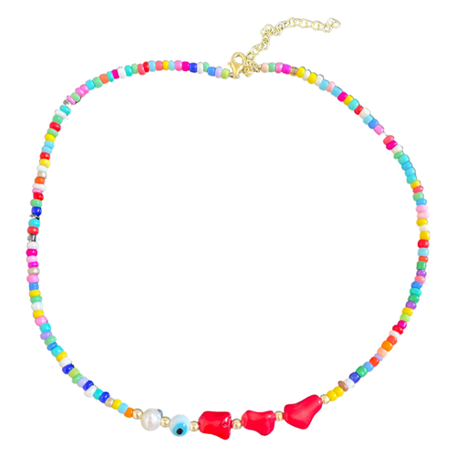 Beads multicolor necklace with corals