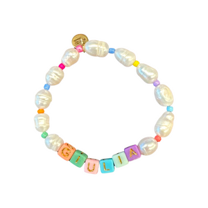 Personalized pearls pastel name bracelet
