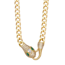 Load image into Gallery viewer, Snake green chain necklace
