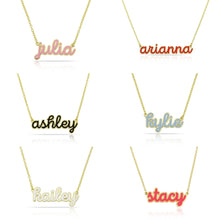 Load image into Gallery viewer, Personalized luxury enamel color Hebrew name necklace