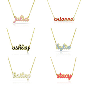 Personalized luxury enamel color Hebrew name necklace
