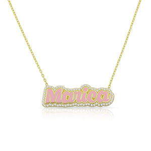 Personalized luxury enamel color name necklace diam