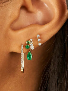 Earrings studs drop emerald