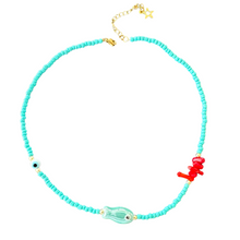 Load image into Gallery viewer, Lucky fish beads necklace turquoise
