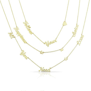 Personalized luxury 3 names necklace handwriting