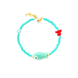 Lucky fish beaded bracelet turquoise