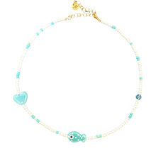 Load image into Gallery viewer, Lucky fish dots beads necklace white turquoise