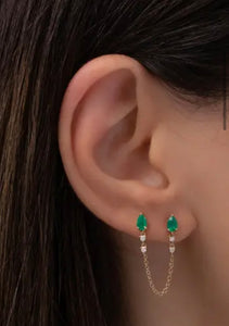 Double earring drop emerald