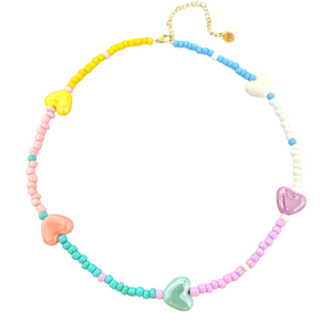 Color hearts beads necklace