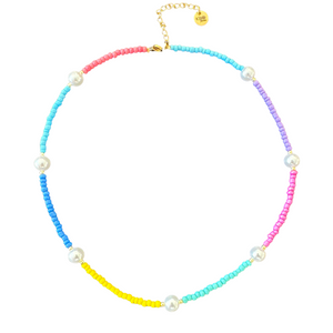 Rainbow pastels pearl beads chocker