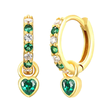 Load image into Gallery viewer, Huggie earring heart green