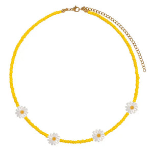 Daisy Flower beads necklace yellow