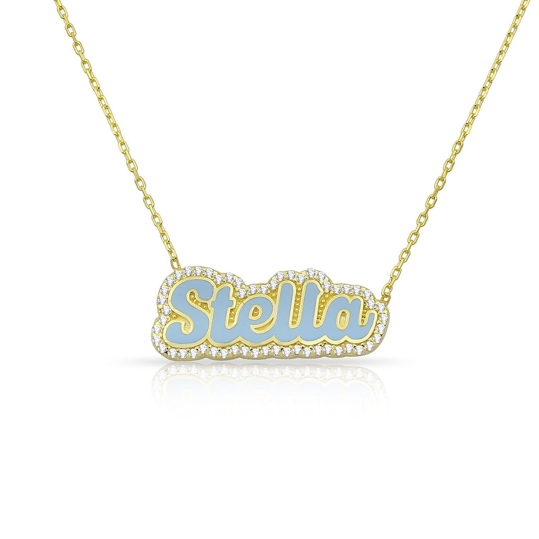 Personalized luxury enamel color name necklace diam